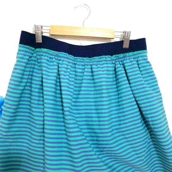 J. CREW Teal/Navy Stripe Skirt Sz 4 - Picture 2 of 8